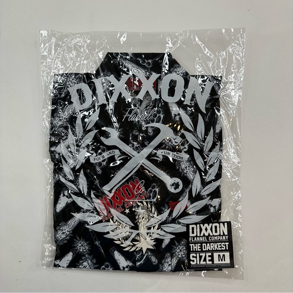 Dixxon Flannel Mens Size Medium Black “The Darkest” All Over Graphic Shirt NWT - Picture 6 of 9